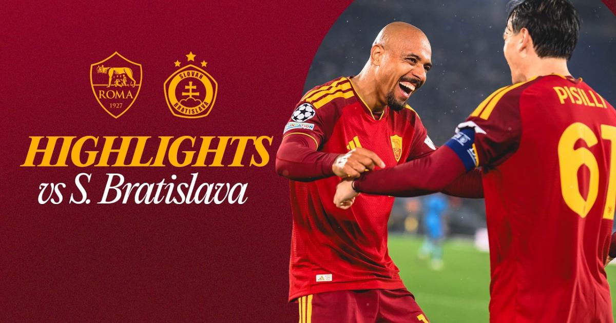 ملخص المباراة Roma × Slovan